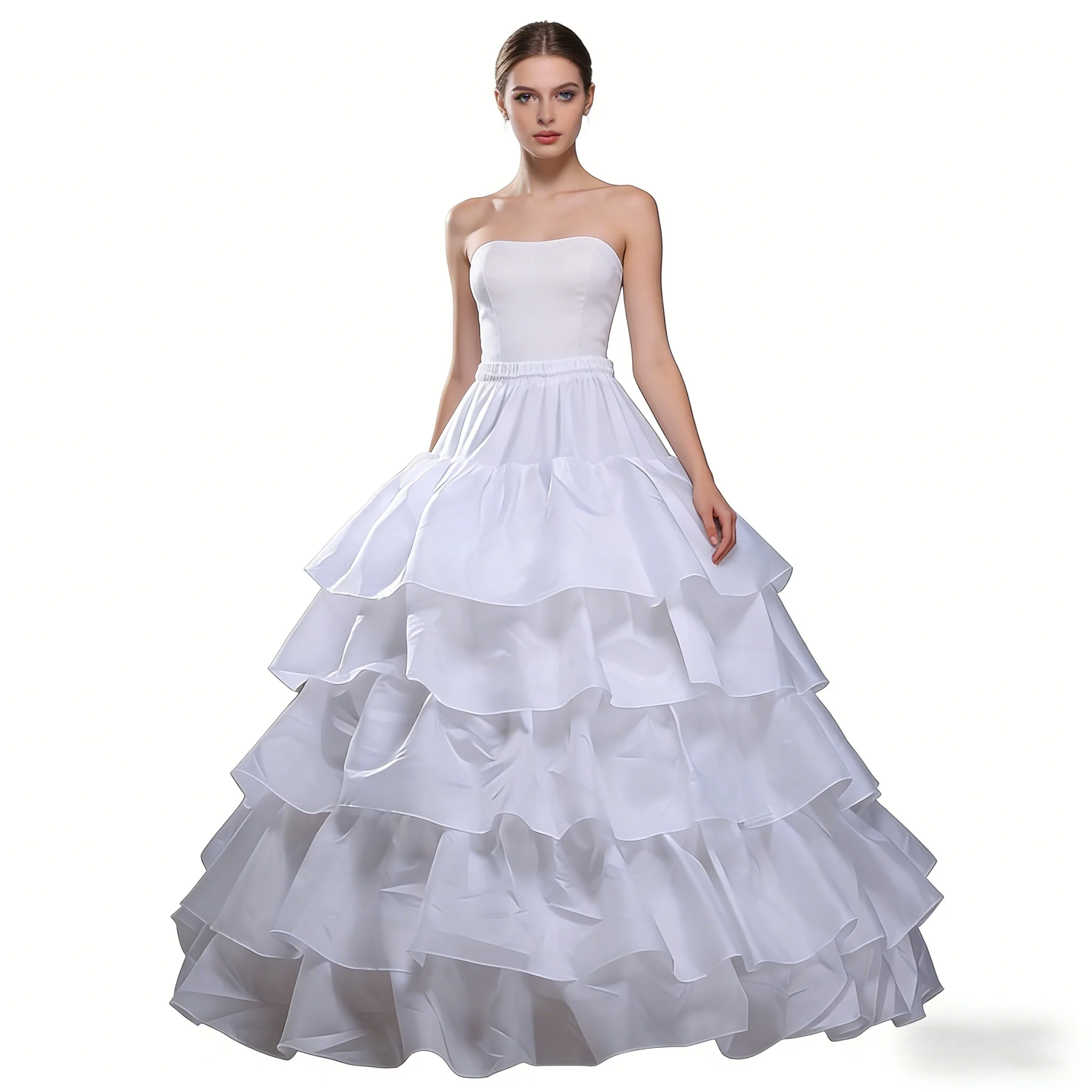 4 الأطواق 5-Layer تكدرت حافة زلة العديد من أنماط الزفاف ثوب نسائي هوب كرينولين حفلة موسيقية تنورة يتوهم #2