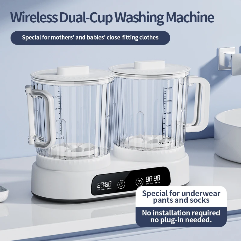 U10 Double Barrel Mini Washing Machine LED Digital Display Small Semi Automatic Wheel Home Dormitory Portable Washing Machine.