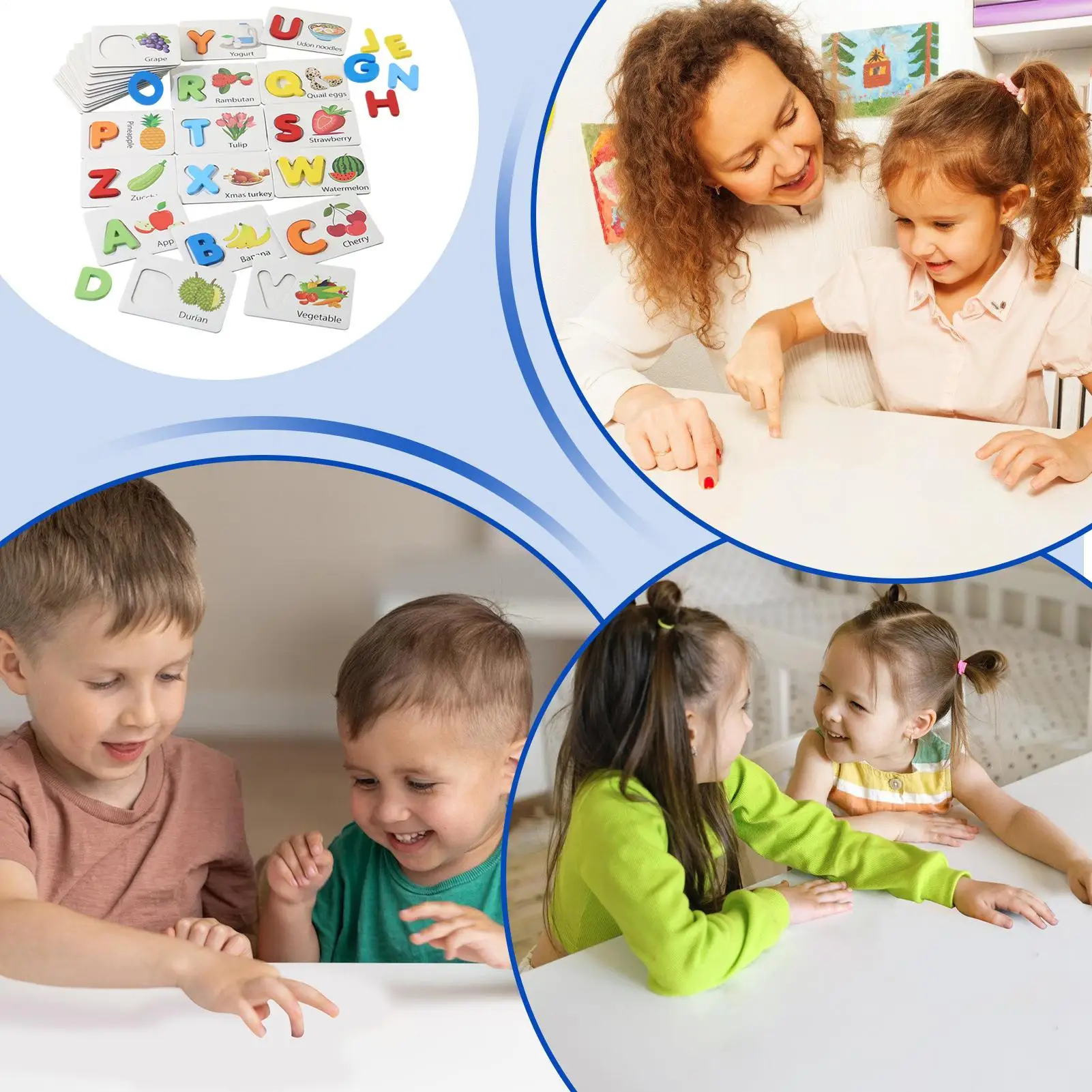 Houten spellingspel Educatief houten fruit Matching leeractiviteiten Zie en spreuk leerspel voor kleuterklas