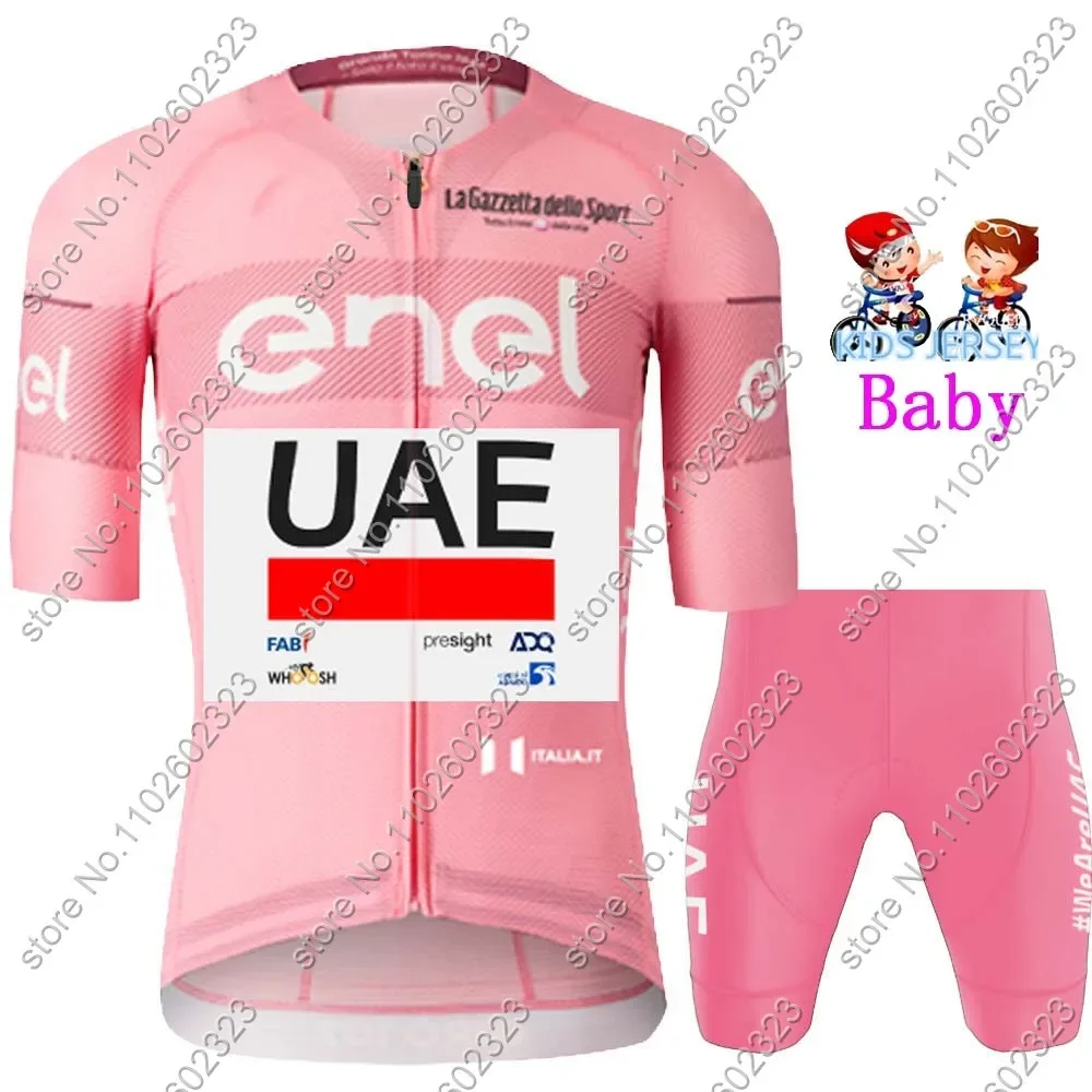 France Tour Kids UAE Cycling Jersey 2024 TDF Set Boys Girls Yellow Green Pink Cycling Clothing Children Suit MTB Ropa Maillot