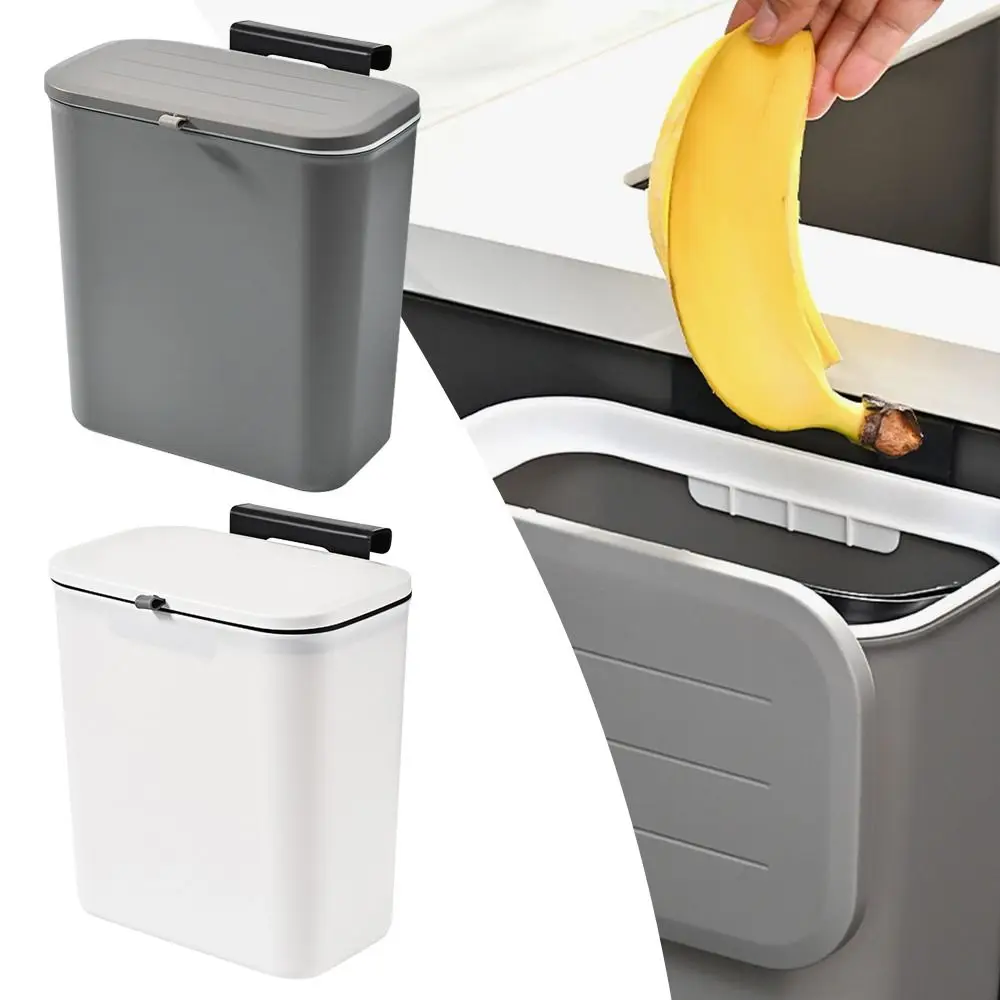 1 pièces nouveau 10L poubelle suspendue avec couvercle cuisine recyclage poubelle grande capacité mural poubelle cuisine salle de bains