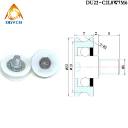 1pcs 22mm U Groove Type POM Wheel With M6 Screw DU22 22mm Diameter Plastic Roller With M6 Stem Bolt