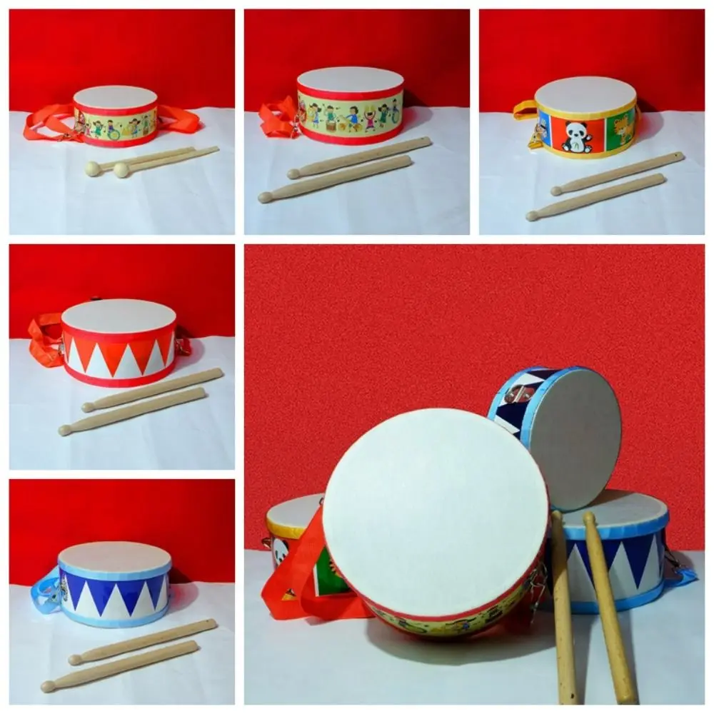 

Wood Early Educational Musical Instrument Two-Sided Snare Drum with Drumsticks Strap Drum Musical Instrument Performancekit