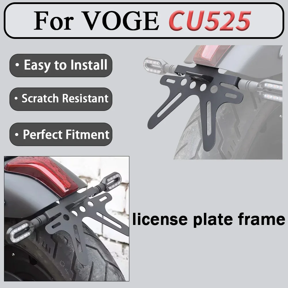 For VOGE CU525 Retro motorcycle stainless steel rear license plate frame LED turn signal bracket