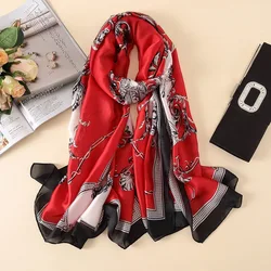 Spring Scarf Women's Luxury Design Scarf Silk Smooth Scarf Soft Muslim Headband Shawl Beach 85x180cm