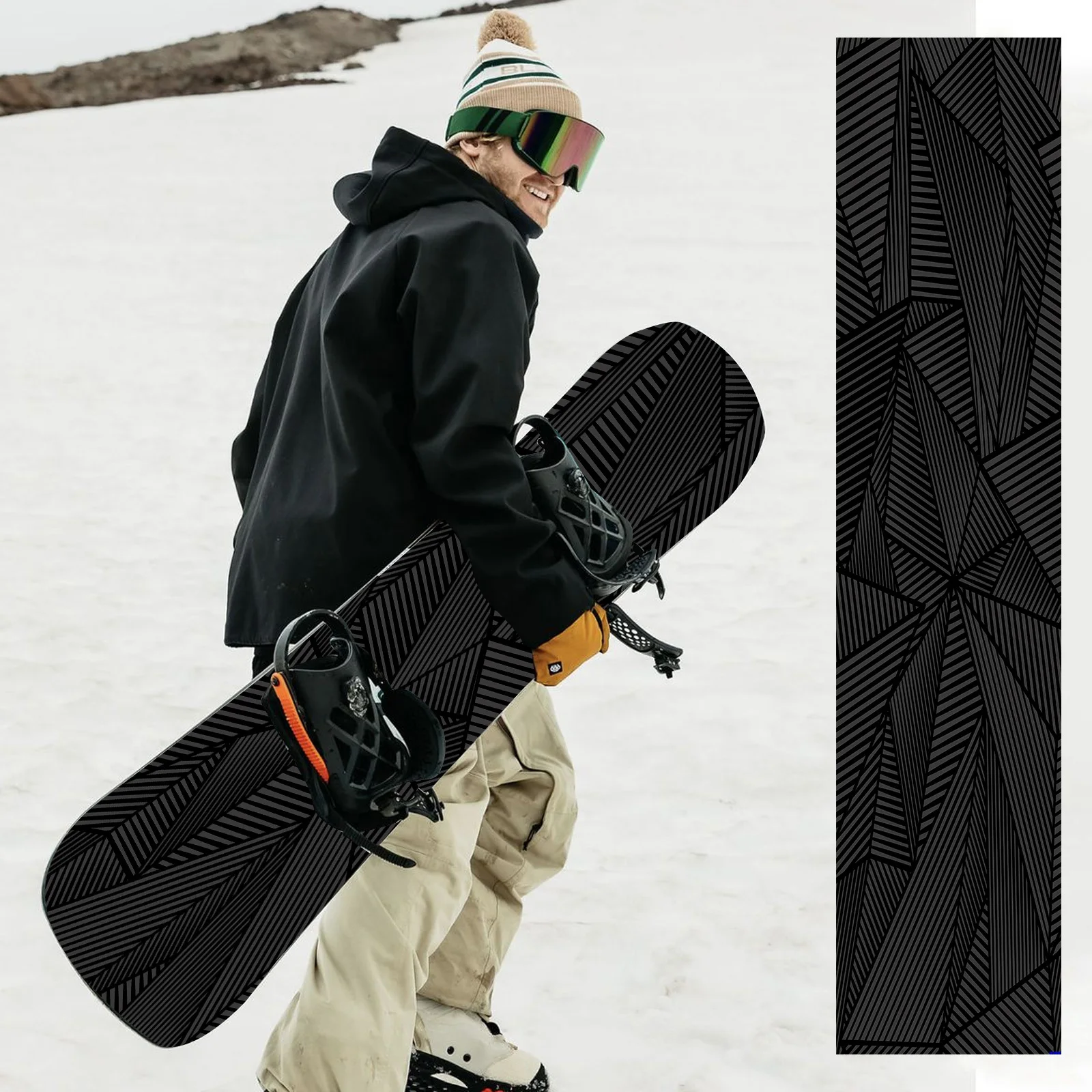 

1 large dark geometric fission pattern snowboard sticker, snowboard decorative sticker, creative design PVC material, ski equipm