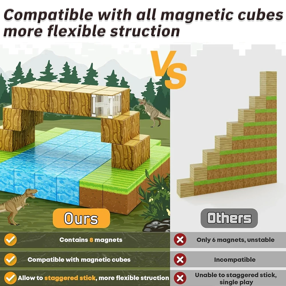 48pcs Magnetic Blocks Stem Montessori Sensory Toys For Toddlers Gifts For 3+ Years Old Construction Toys