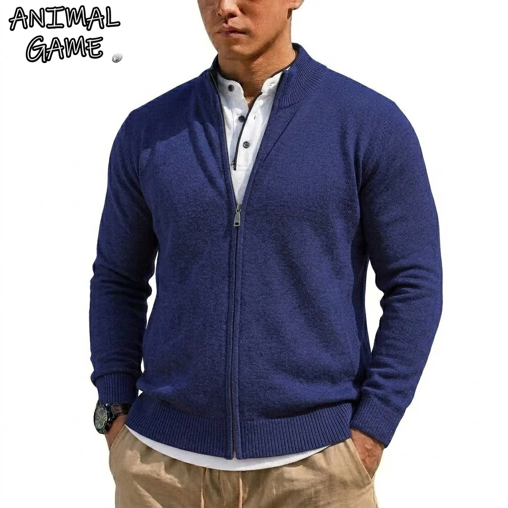 Herren Strick-Reißverschluss-Pullover Slim Fit Cardigan Langarm-Pullover Herren-Sweatshirt Herbst Reißverschluss-Sweatcoat Gestrickter Pullover für Männer
