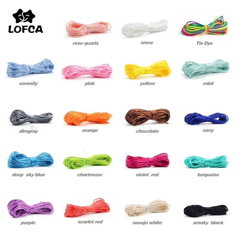 LOFCA DIY Jewelry 20m/pcs Satin Cords For Silicone Teething Necklace DIY Accessary String Bracelet Silicone Necklace Cord Nylon