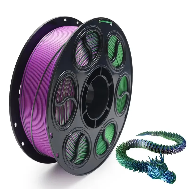 

PLA Silk Tri-Color 3D Printer Filament 1.75mm 1kg Odorless Sturdy Spool Prevents Tangling Ensures Stable Printing Flow