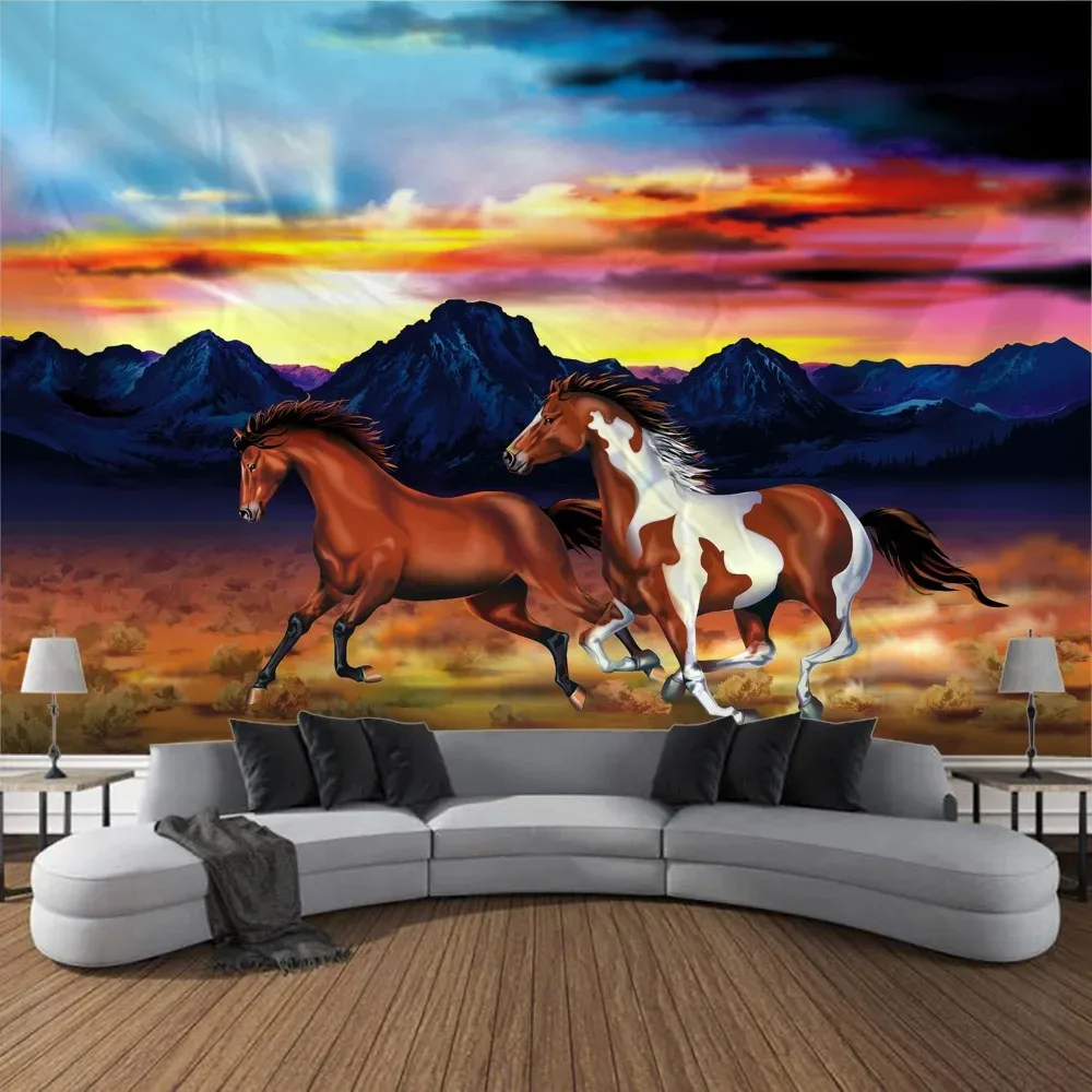 Animal Horse Running Background Tapestry Bedroom Living Room Tapestry Home Wall Decoration Tapestry