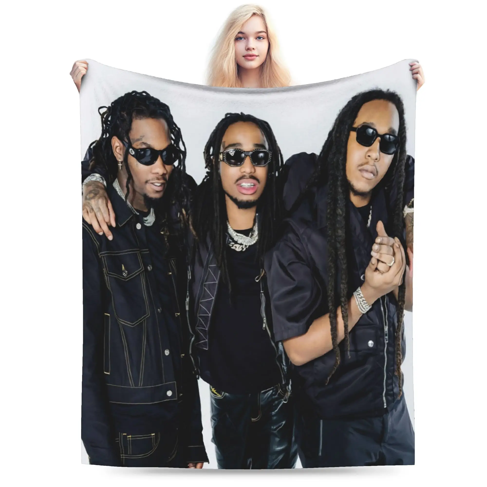 Migos rapper hip hop Throw Blanket for Couch  Soft Cozy Plush Blanket 50x60 Inch Multiple Sizes Bedspread for All Seasons