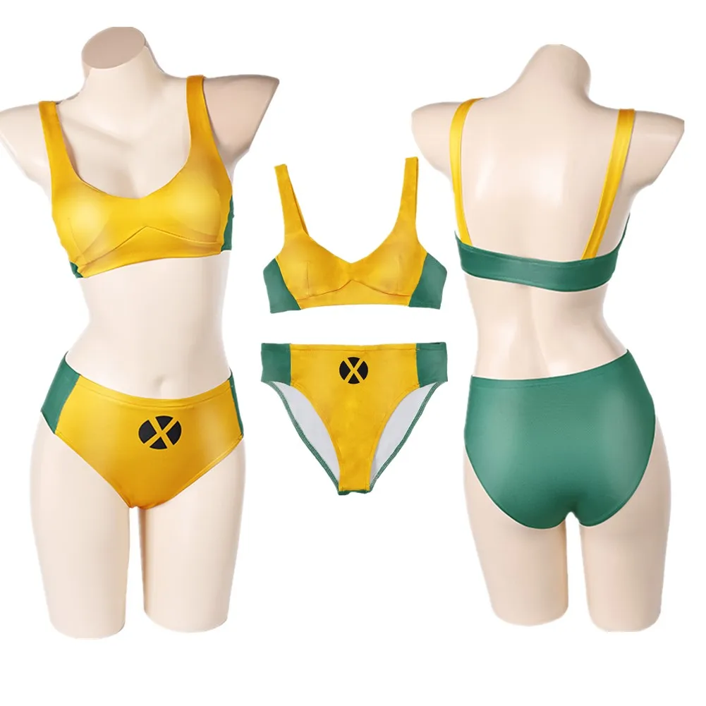 

Rogue Swimsuit Cosplay Costume Swimwear Bra Disguise Shorts Halloween Carnival Women Movie XMan Suit for Adult Female