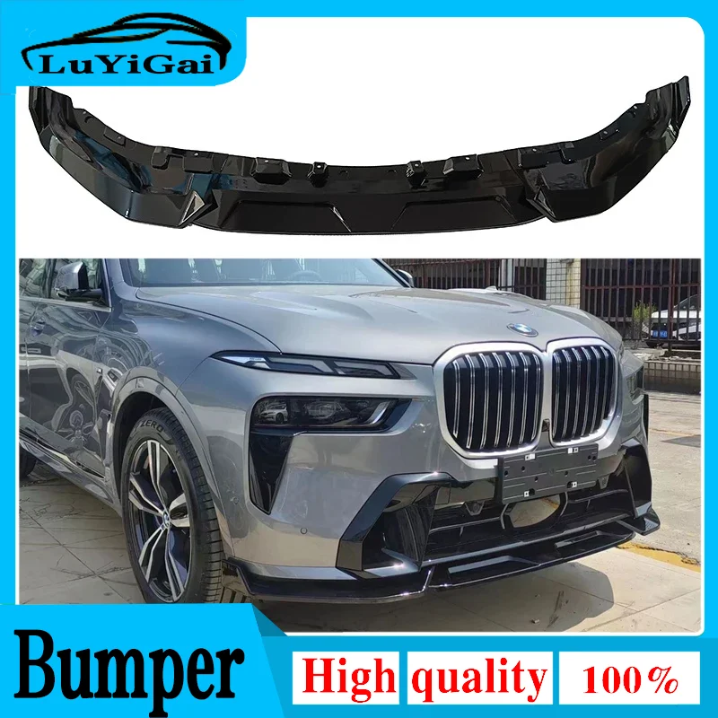 Front Bumper Spoiler Lip For BMW G07 X7 M Sport 2023 LCI Glossy Black Car Body Kit Lower Guard Board Lippe Splitter Blade Plate