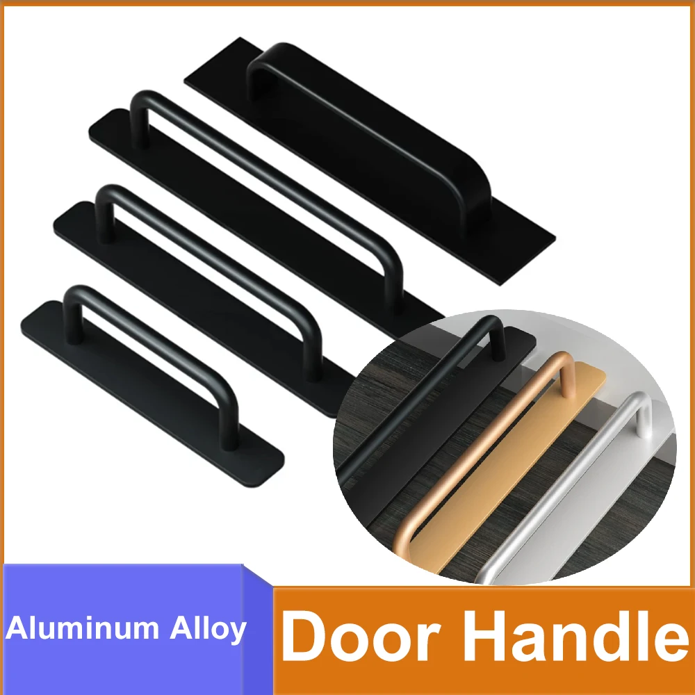 Griff aus Aluminiumlegierung, nicht perforiert, Push-Pull-Türgriff, selbstklebend/Schraube/Kleber, für Schrank, Aufbewahrungsschrank, Glastür usw