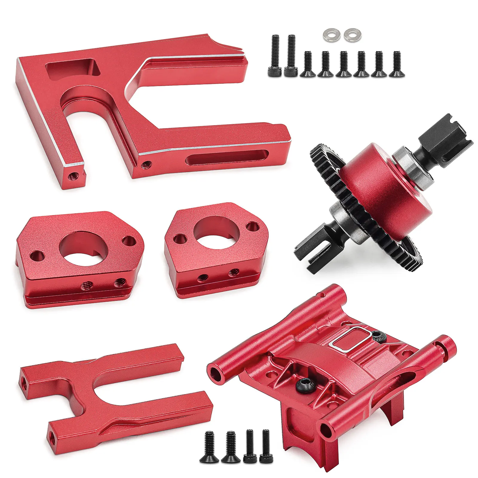 Kit de montaje de diferencial de Metal 46T con soporte de Motor deslizante + montaje diferencial y cubierta para ARRMA 1/8 Typhon/Outcast 6,Kraton V5 1/7 Mojave
