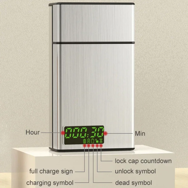 Caixa de cigarro inteligente Timed portátil, Assist Prevenção e Controle De Fumar Artefato, Alumínio Alloy Lock Box