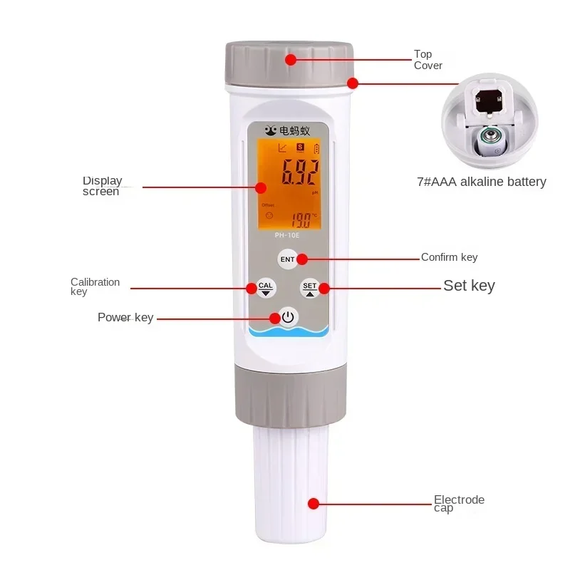 Electric Ant 0.01 High Precision Automatic Temperature Compensation PH Meter Acidometer Water Quality Detector Portable