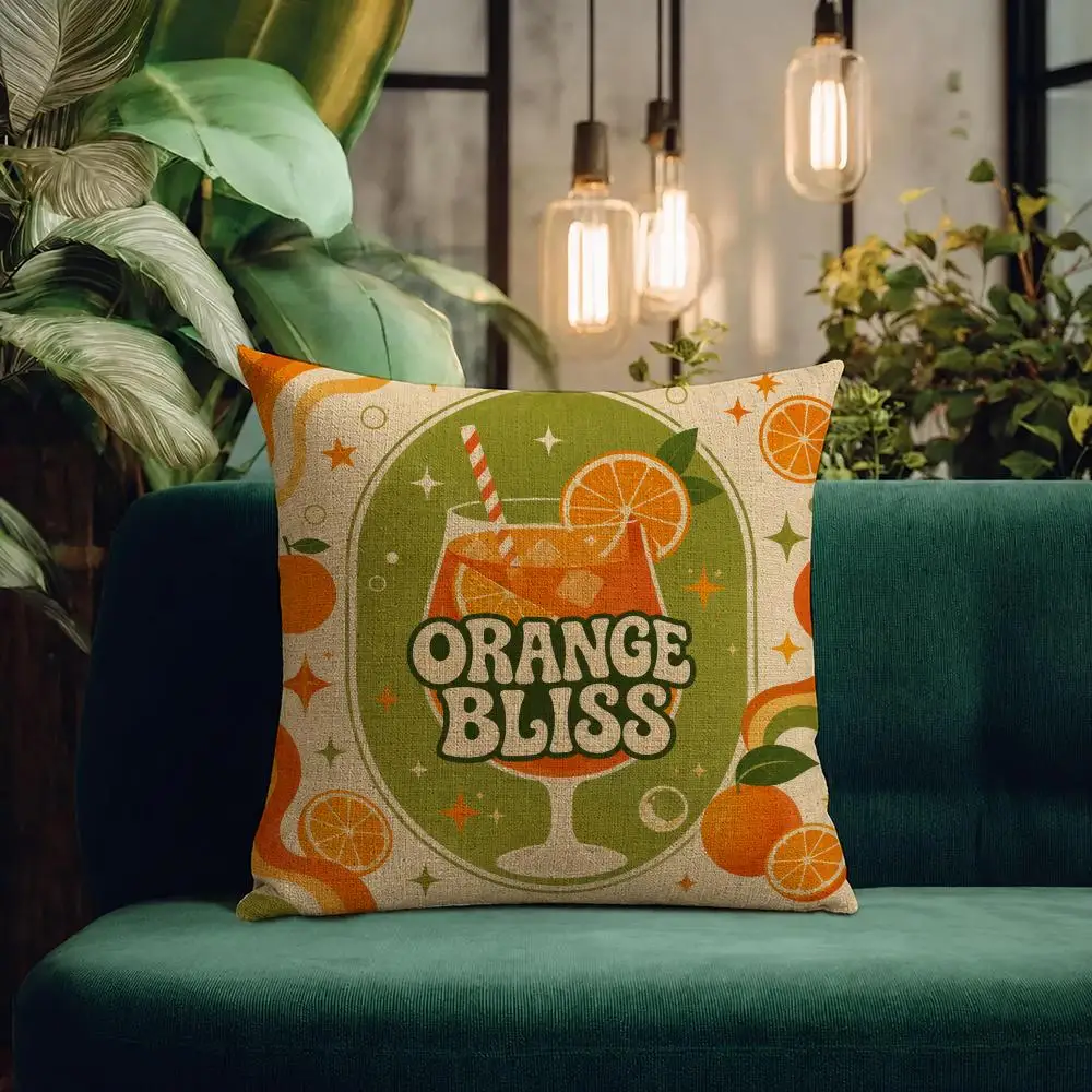 Art Margarita Cocktail Art Cushion Cover Natural Linen Pillowcase Set Cushion Cover for Sofa Bedroom Chair