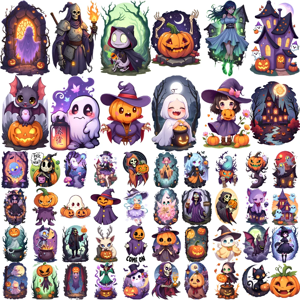 

63pcs Temporary Tattoo Pumpkin Comic Haunted House Bat Waterproof Long-lasting Body Stickers Zombie For Adults Boys Girls