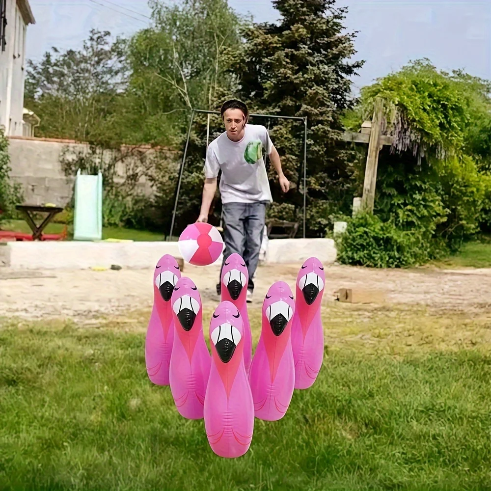 

Giant Flamingo Themed Inflatable Bowling Set Premium PVC Lawn Game for Adult Parties Team Building Indoor Outdoor Festivals