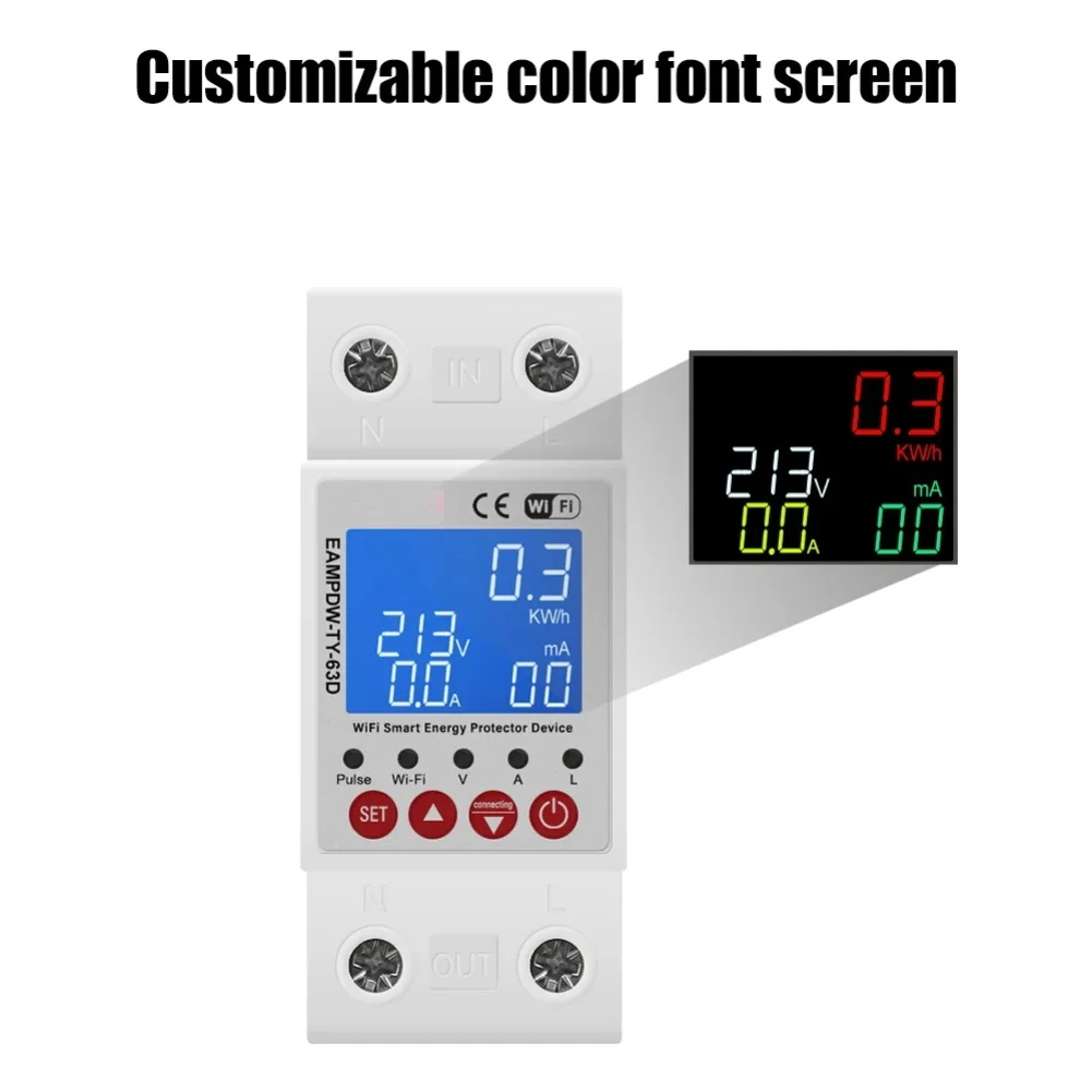 

2P 63A Smart WiFi Circuit Breaker with Adjustable Leakage Over Under Voltage Protection for Home Electrical Safety