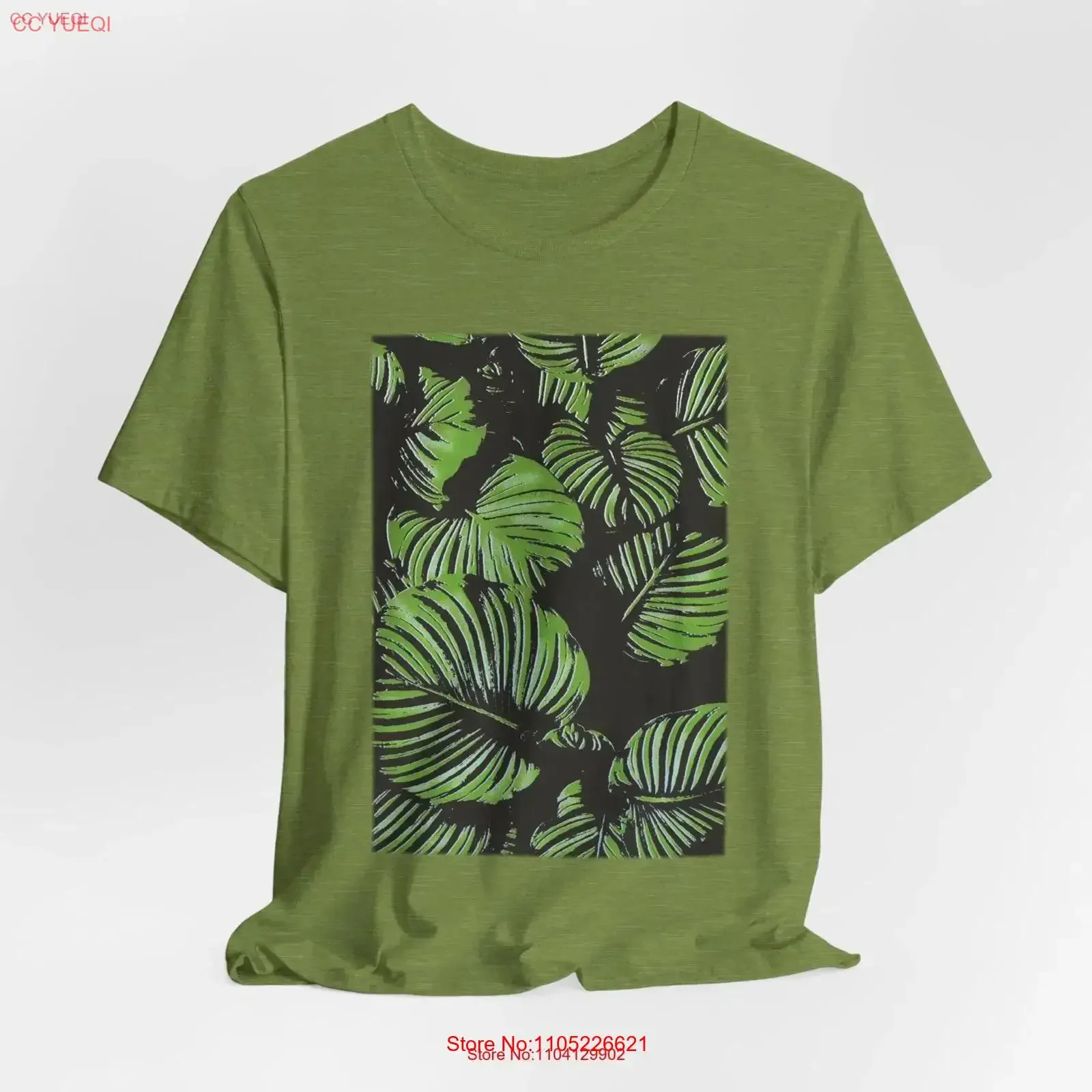Camiseta Calathea con Estampado Floral Único para Ella, Estilo Vintage, Lavado Suave, Versátil, Elástica, Casual, Gráfico
