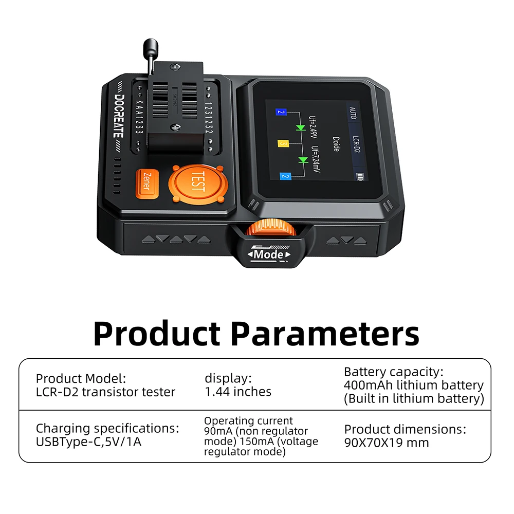 LCR-D2 Transistortester Hochpräziser Multifunktionaler Elektronischer Komponentendetektor für Kondensator-, Widerstands-, MOS- und FET-Tests – Detail 21