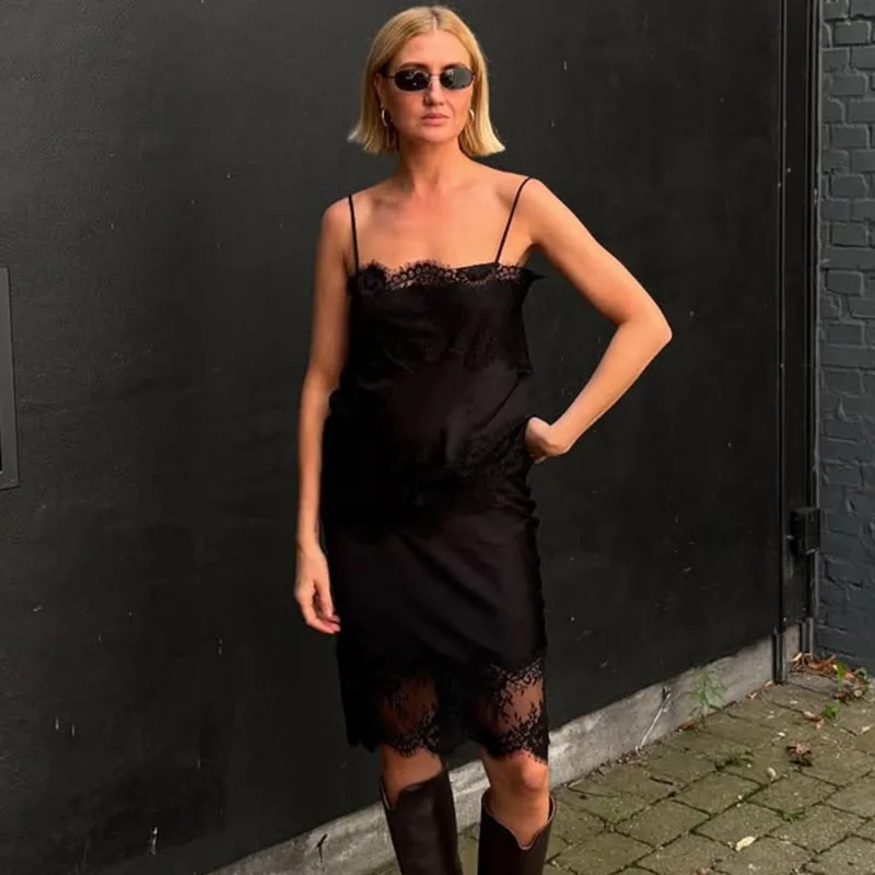 Tuularose kanten damesjurk sexy mouwloze kanten patchwork halterjurk mode elegante luxe feestlook vrouwelijke mini-jurken