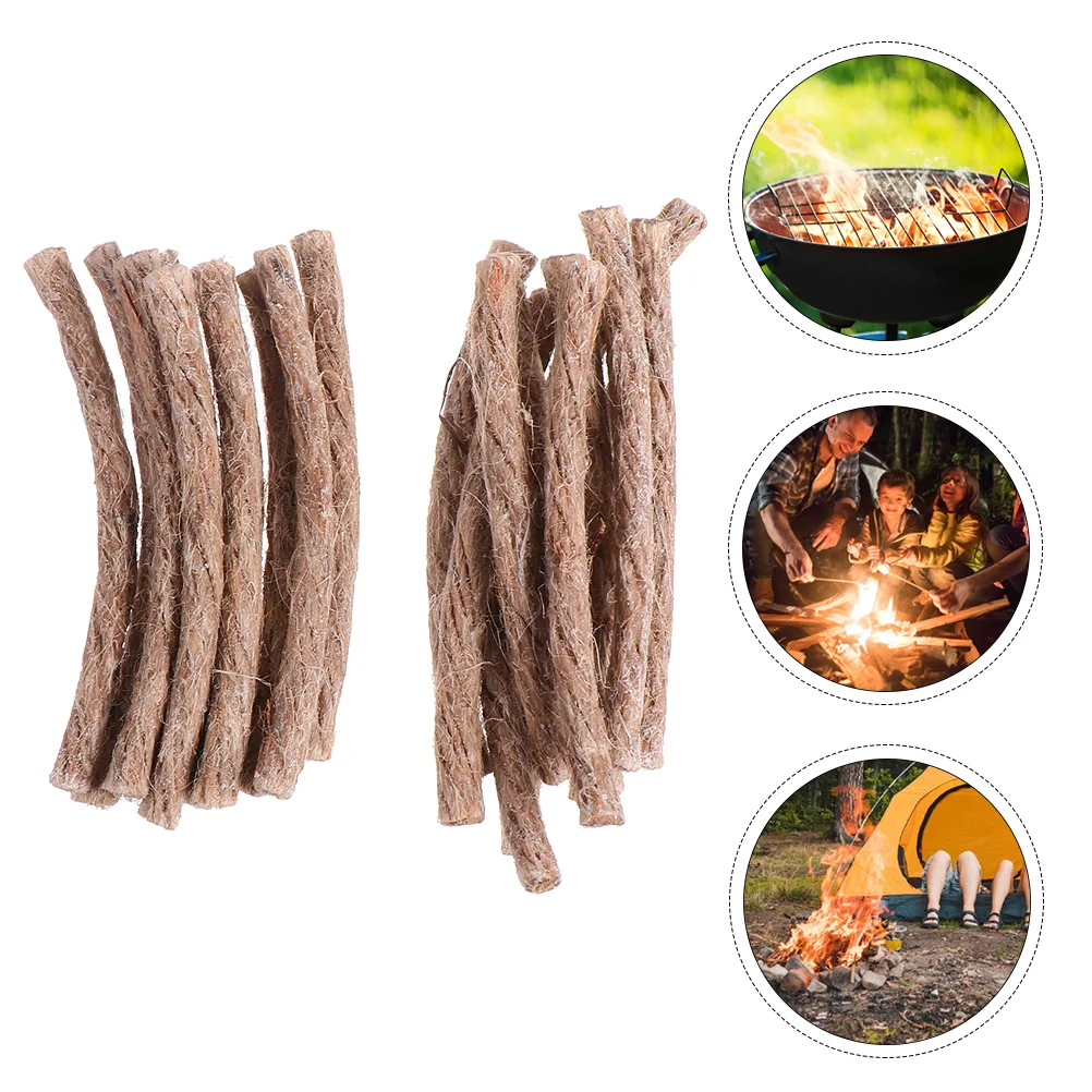 20 Pcs Kindling Fire Starter Survival Rechargeable Camping Cookware Grill Lighter to Weave