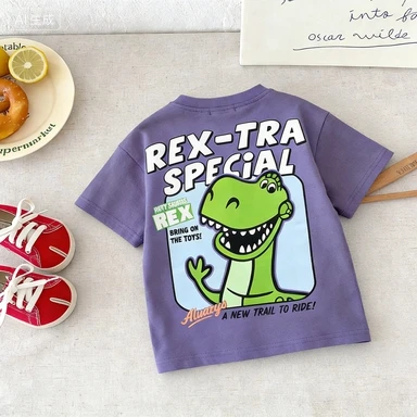 Summer Boys' Fashionable T-shirt Breathable Children's Short Sleeved Round Neck Top Anime Printed Children's Casual T-shirt