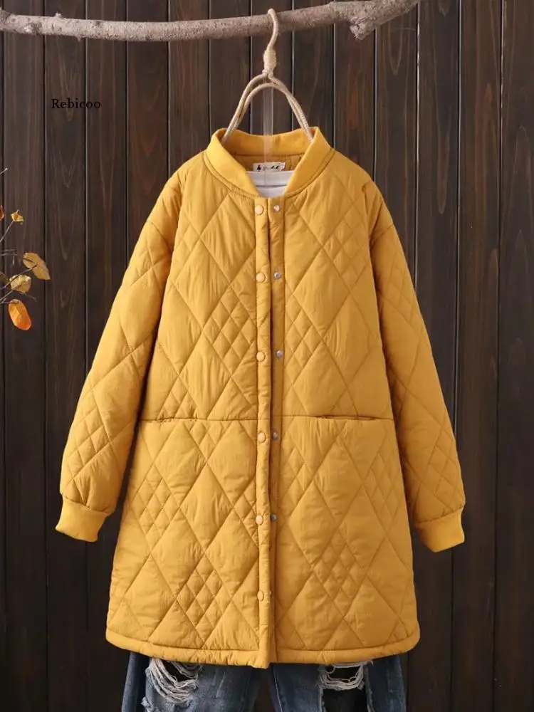 2022 Winter Fashion New Coats Demi-season Jacket for Women Yellow Jackets Loose Oversize Tops Padded Woman Clothes Quilted Coat