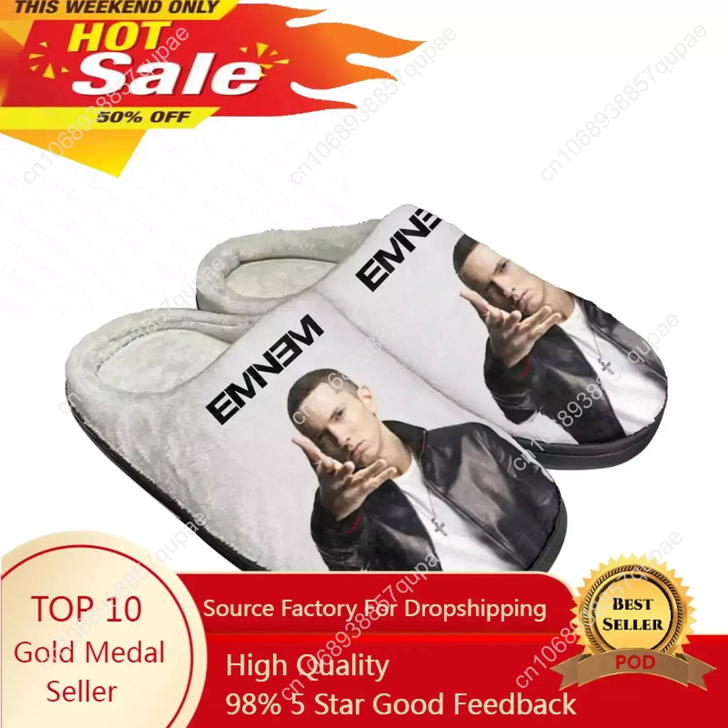 

Eminem Hip Hop Rapper Music Popular Home Cotton Custom Slippers Sandals Plush Bedroom Keep Warm Mens Womens Shoe Thermal Slipper