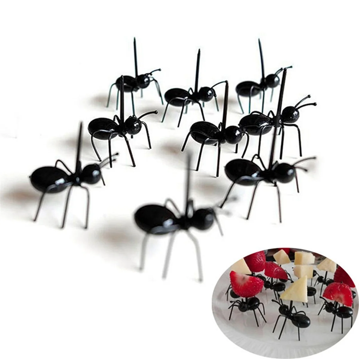 12Pcs Ant Toothpicks Fruit Dessert Fork, Reusable Ant Food Pick, Animal Appetizer Forks for Snack Cake Dessert