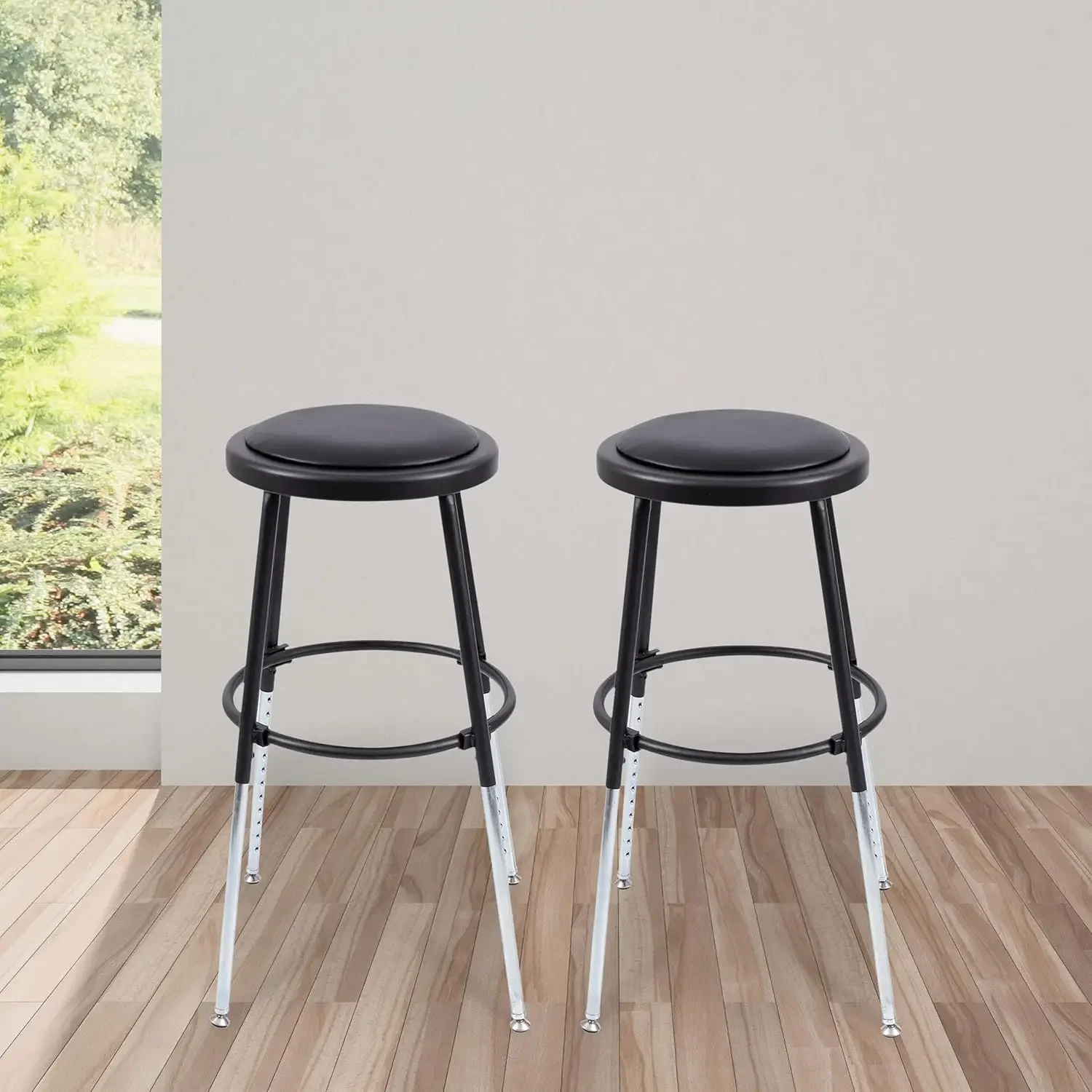 Up Desk Store Stackable Adjustable-Height Classroom Office Workstation Stool (Black, 2 Pack)