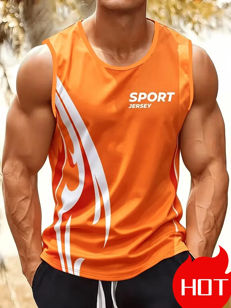 Men's Letter Workout Tank Top Running Tank Top Sports Top Summer Sleeveless Quick Dry Moisture Wicking Breathable Men clothing