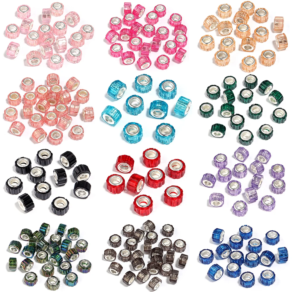 20pcs Resin Cylindrical Beads Candy Color Big Hole Spacer Barrel Bead for DIY Necklace Bracelet Charm Jewelry Making Accessories