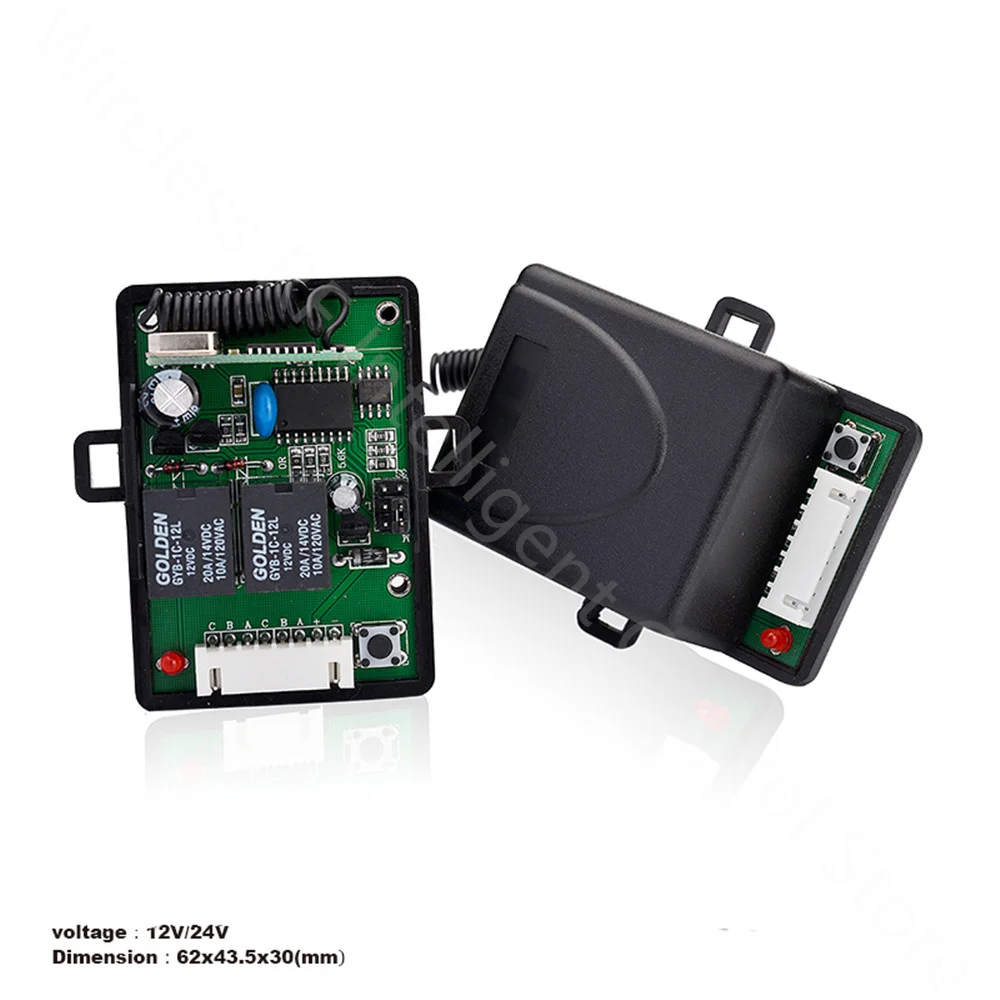 Universal Two Channel 433Mhz RF Wireless Smart Receiving Transmitter Receiver 12-24v DC garage door