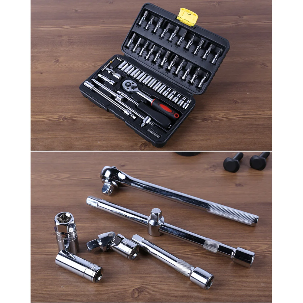 

46pc Wrench Socket Set Durable Vanadium Steel Auto Repair Tools Mechanics Combination Hand Vanadium Steel Tool Kit