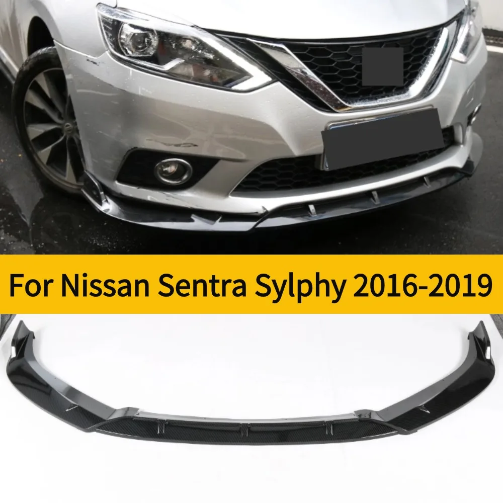 For 2016-2019 3PCS Nissan Sentra Sylphy  Front Bumper Lip Spoiler Splitter Diffuser Detachable Body Kit Guard Car Accessory