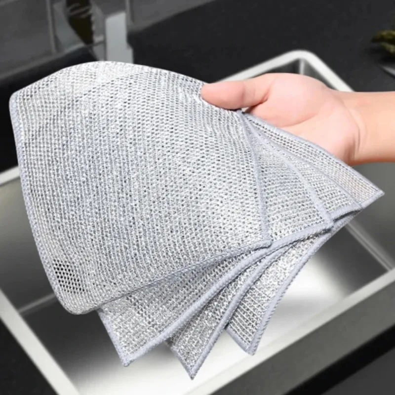 Cotton Rags Kitchen Cleaning Cloth Towels Tea Towel Magic Cloths Metal Kitchen Cloth Multifunctional  Non-Scratch Wire Dishcloth