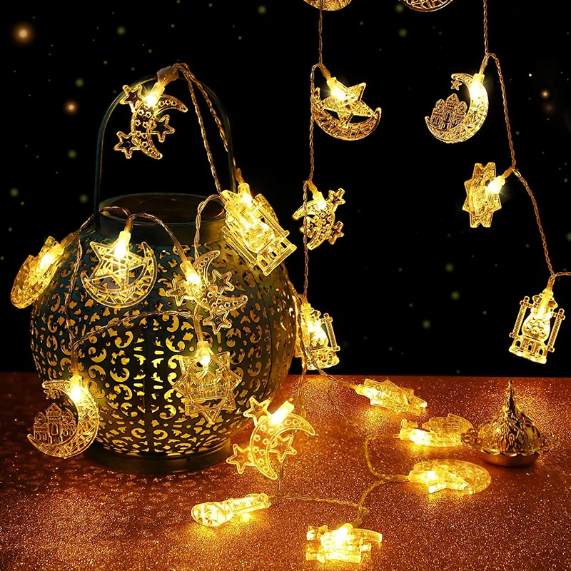 1-10M Warm Color Snowflake star Light Eid Moon star castle String Lights for Ramadan Tree Garden New Year's home Decorations