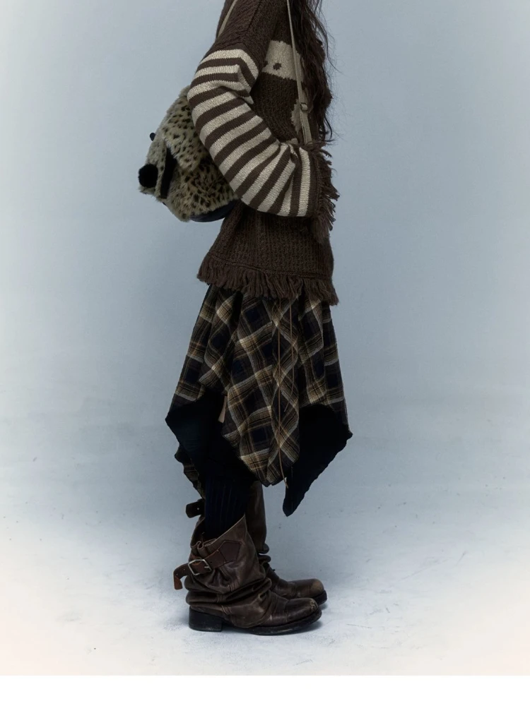 Y2K Punk Skull Hooded Sweater Women Long Sleeve Harajuku Streetwear Loose Knitted Pullovers Autumn Winter Casual Fashion Clothes