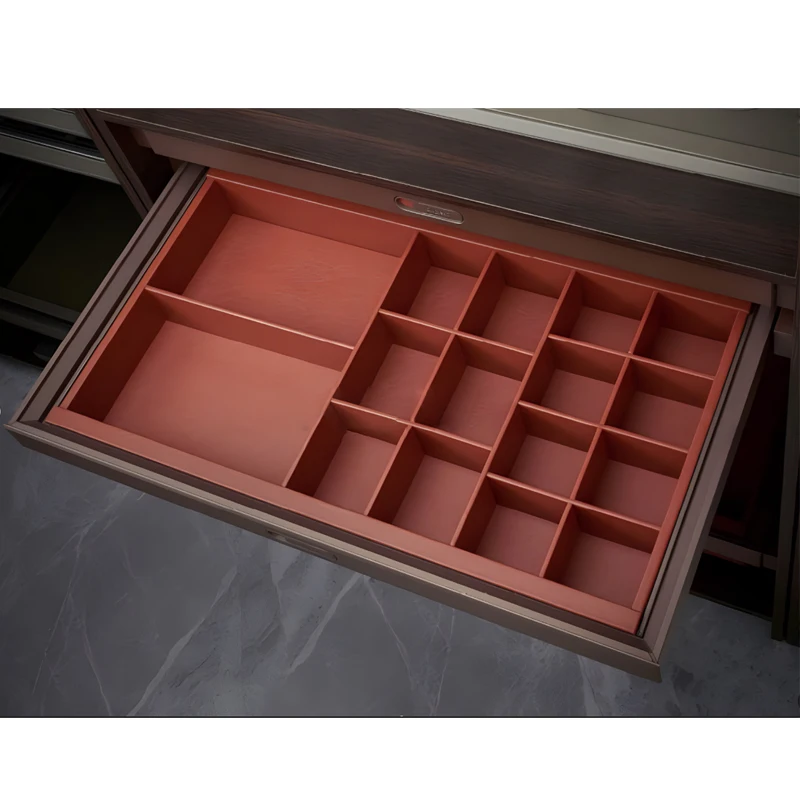 Wardrobe Drawer Style Leather Underwear Storage Basket Damping Buffering Push Pull Cabinet Grid Classification Storage Box