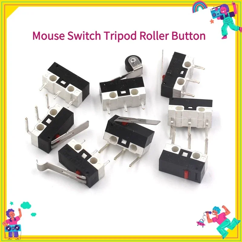 10PCS  Small Inching Mouse Switch Micro Touch Handle Long Self Resetting Iron Sheet Tripod Key Travel Limit Switch