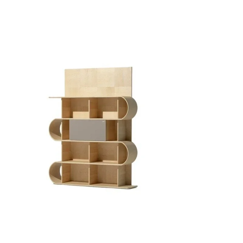 Art Bookcase/White Oak Grain Curvature Bookshelf