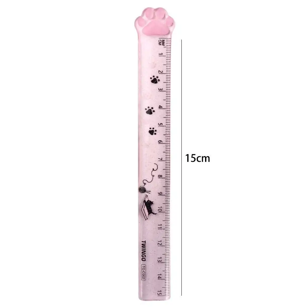 Students Cute Stationery Kids Gifts Painting Plastic Cats Claw Ruler Straight Ruler Scale Ruler Measuring Ruler