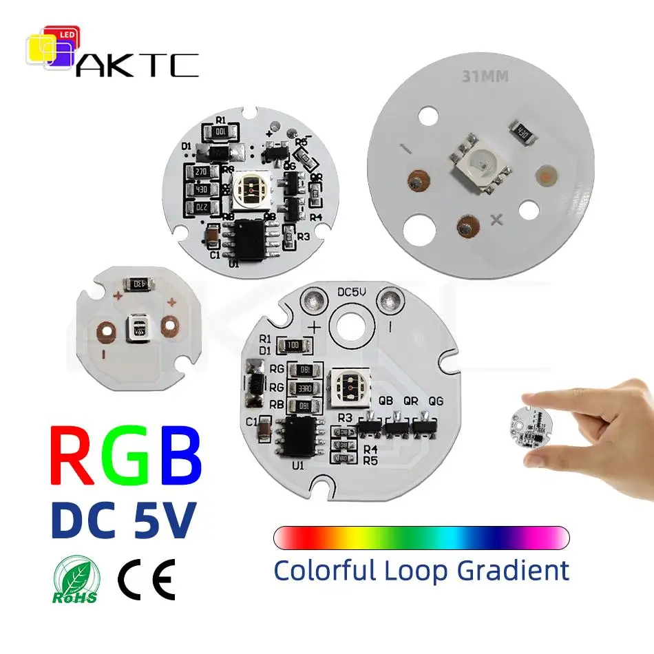 5V Mini okrągła dioda LED Kolorowa cykliczna tablica świetlna bez sterownika/kontrolera Niskonapięciowy okrągły panel świetlny 5054 2835 RGB