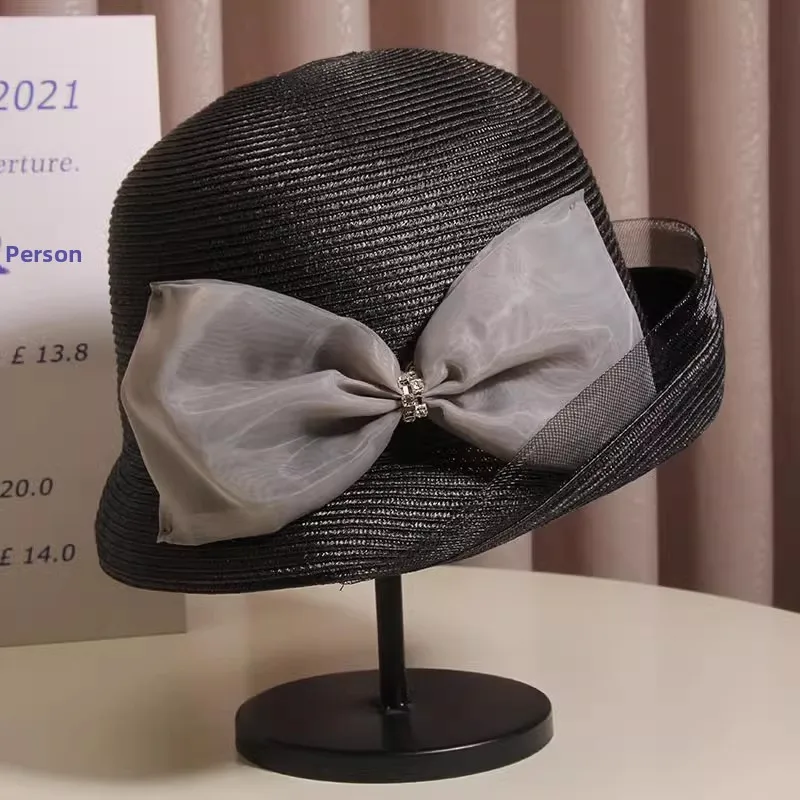 

Ele Hepburn Sle Knot Lightweight Tulle Upturned Fierman Hat Women Summer Sunade Face Covering Hat