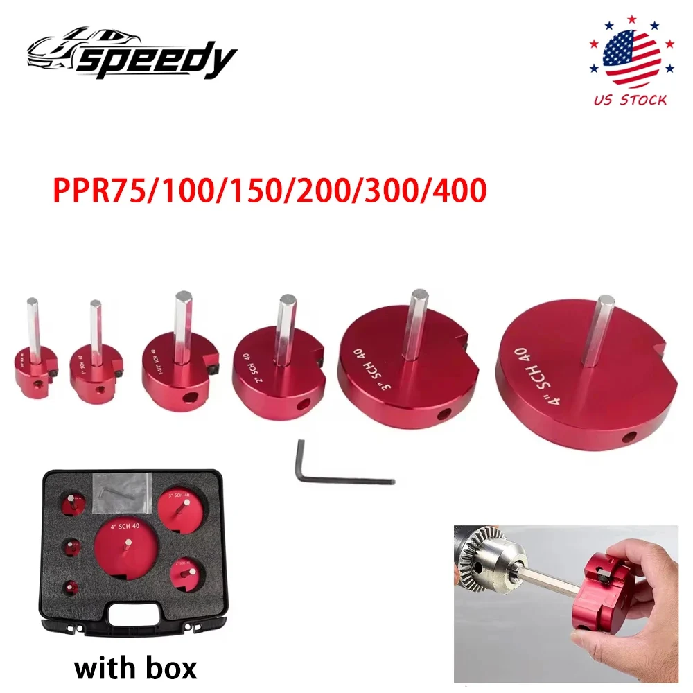 

6 PCs Pipe Fitting Reamer Kit For into Standard 1/2" Drills PVC Pipe Reamer Tool PPR75/100/150/200/300/400 Plastic